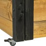 Detailaufnahme: Rollbarer Gartenschrank mit Pflanzkasten aus Holz, braun/schwarz.
