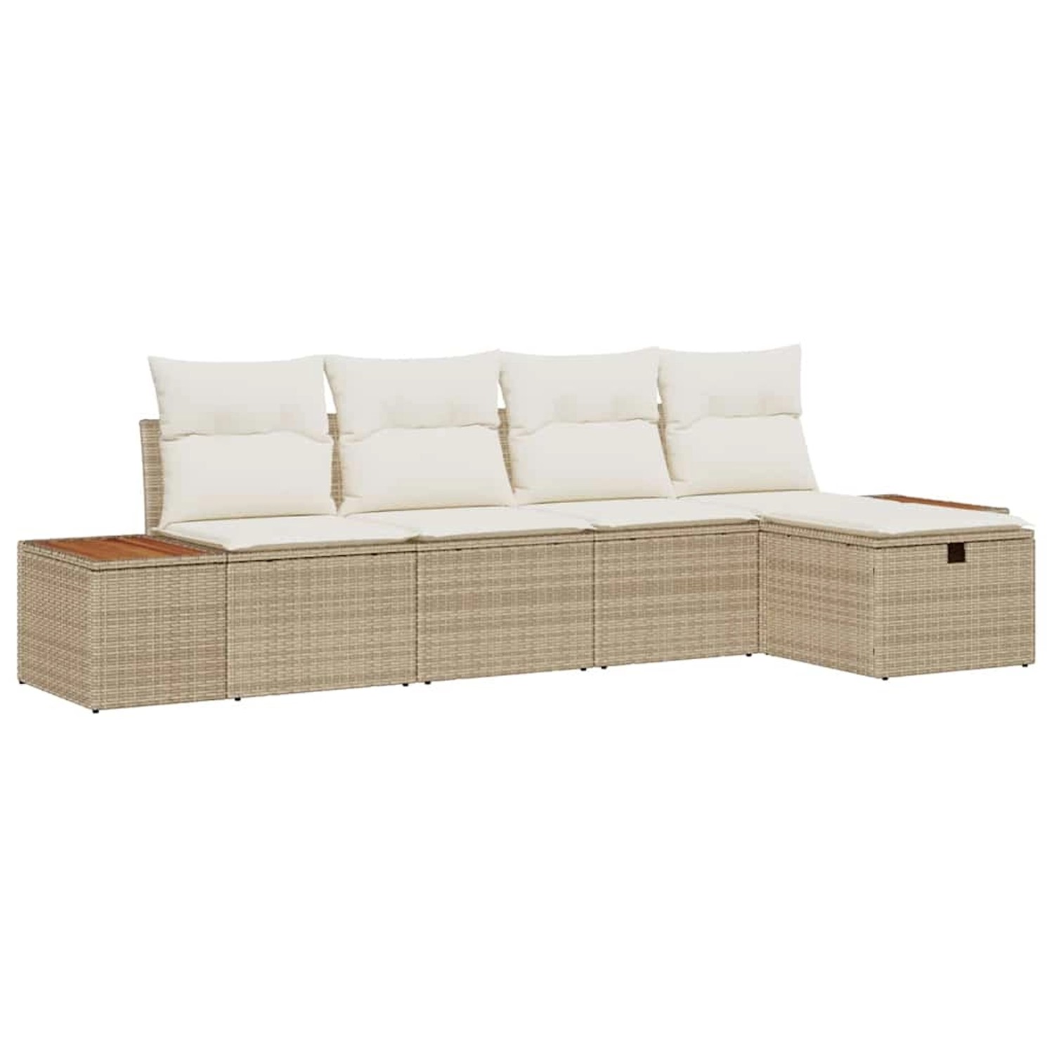 vidaXL Garten-Sofa-Set mit Kissen 5-Tlg Beige Poly Rattan 3359623 günstig online kaufen