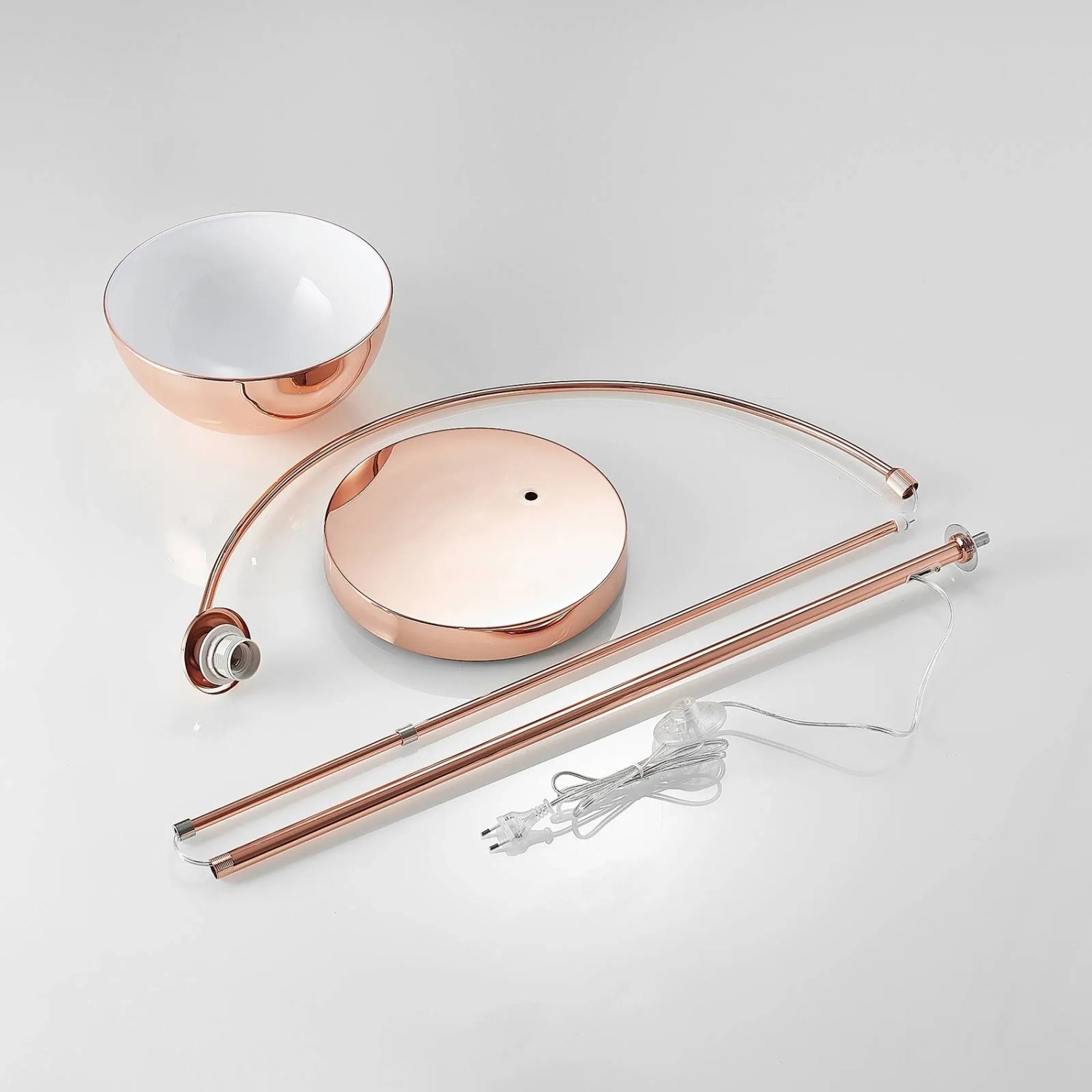 Lindby Stehlampe Bogenleuchte Lennart Modern in Kupfer aus Metall 1-flammig E27 Wohnzimmerleuchte_8