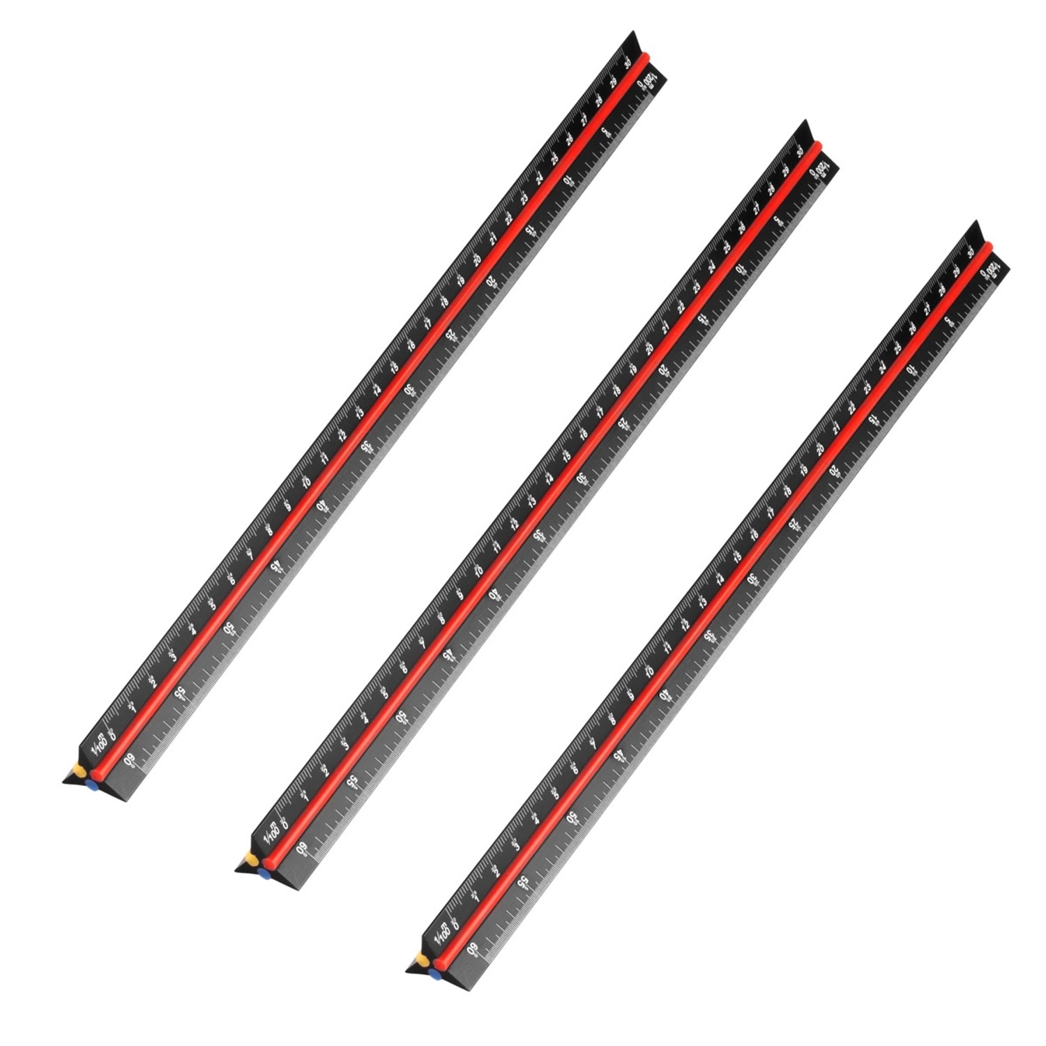 STAHLWERK Dreikant-Lineal 3er Set 30 CM Mit Metrischen Skalen Architekten-Lineal