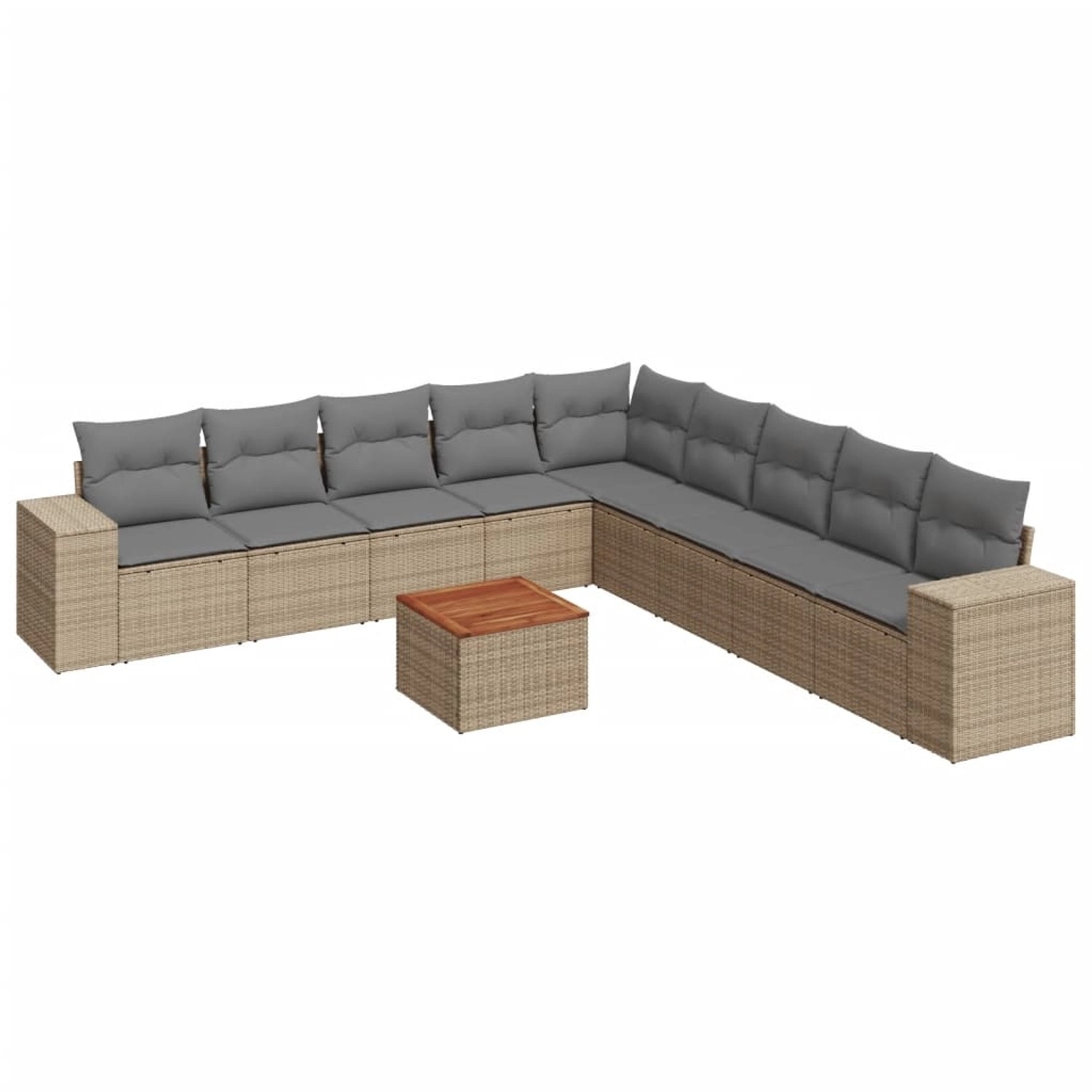 vidaXL 10-Tlg Garten-Sofagarnitur mit Kissen Beige Poly Rattan 3257823 günstig online kaufen