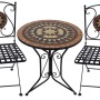 Garden Pleasure Bistro-Set Pular, 3-teilig, schwarz-braun mit Mosaik-Tisch und Stühlen.