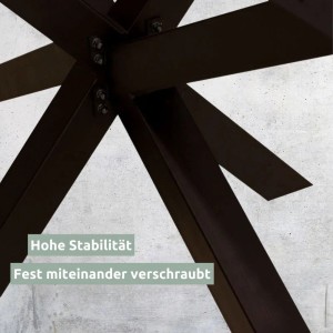 Detailaufnahme: Schwarzes holz4home Hora Spider Tischgestell aus Metall für Esstische.