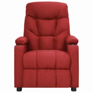 Weinroter Relaxsessel aus Stoff, Loungesessel mit manueller Liegefunktion.