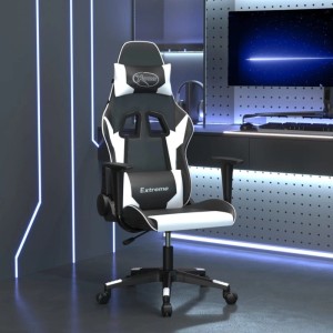 vidaXL Gaming-Stuhl mit Massagefunktion Schwarz und Weiß Kunstleder 345450