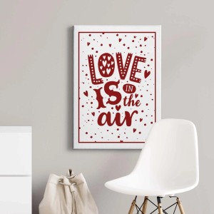 Bricoflor Leinwandbild mit Spruch "Love Is In The Air", rote Schrift, Punkte und Herzen. Wanddekoration für Wohnzimmer und Schlafzimmer.