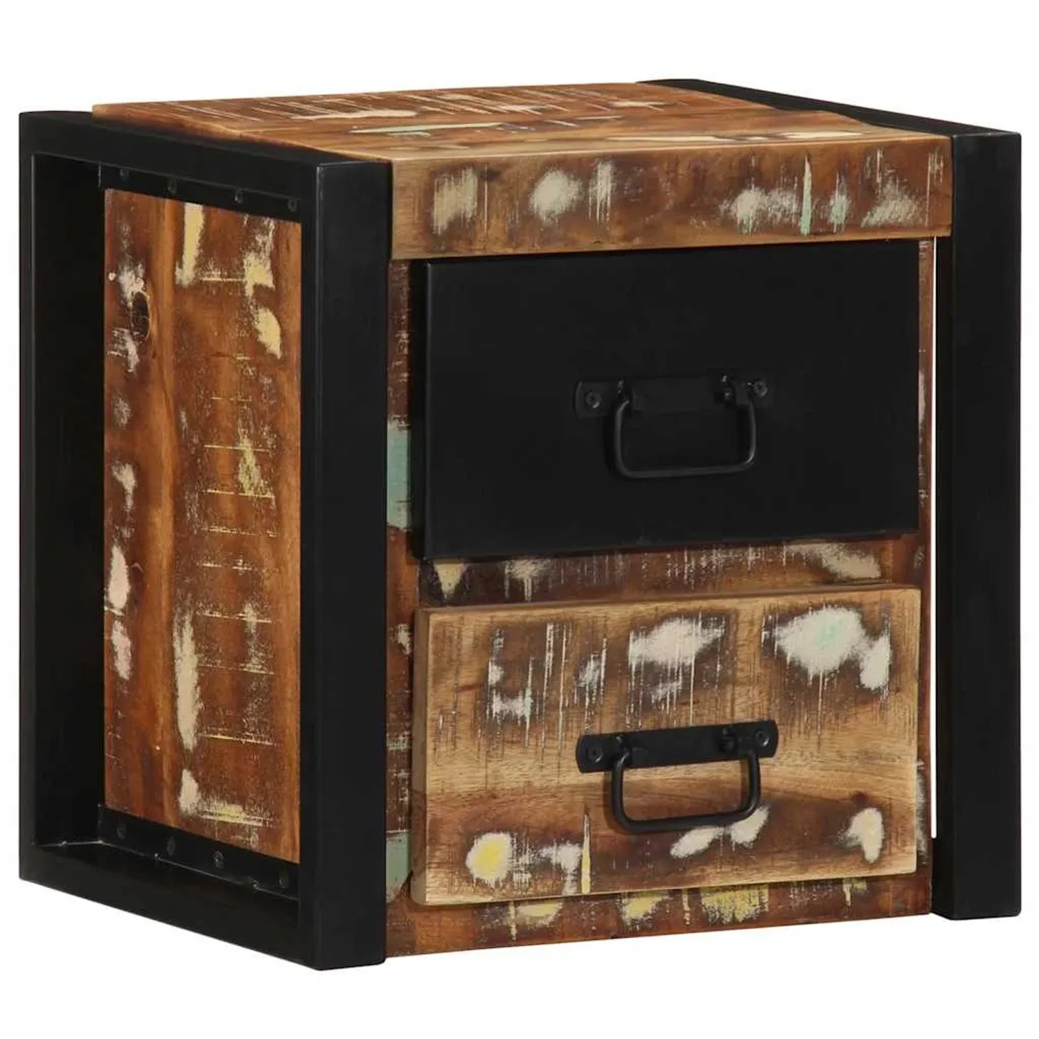 vidaXL Nachttische 2 Stk Mehrfarbig 40x35x40 cm Altholz Massivholz 4015956_4