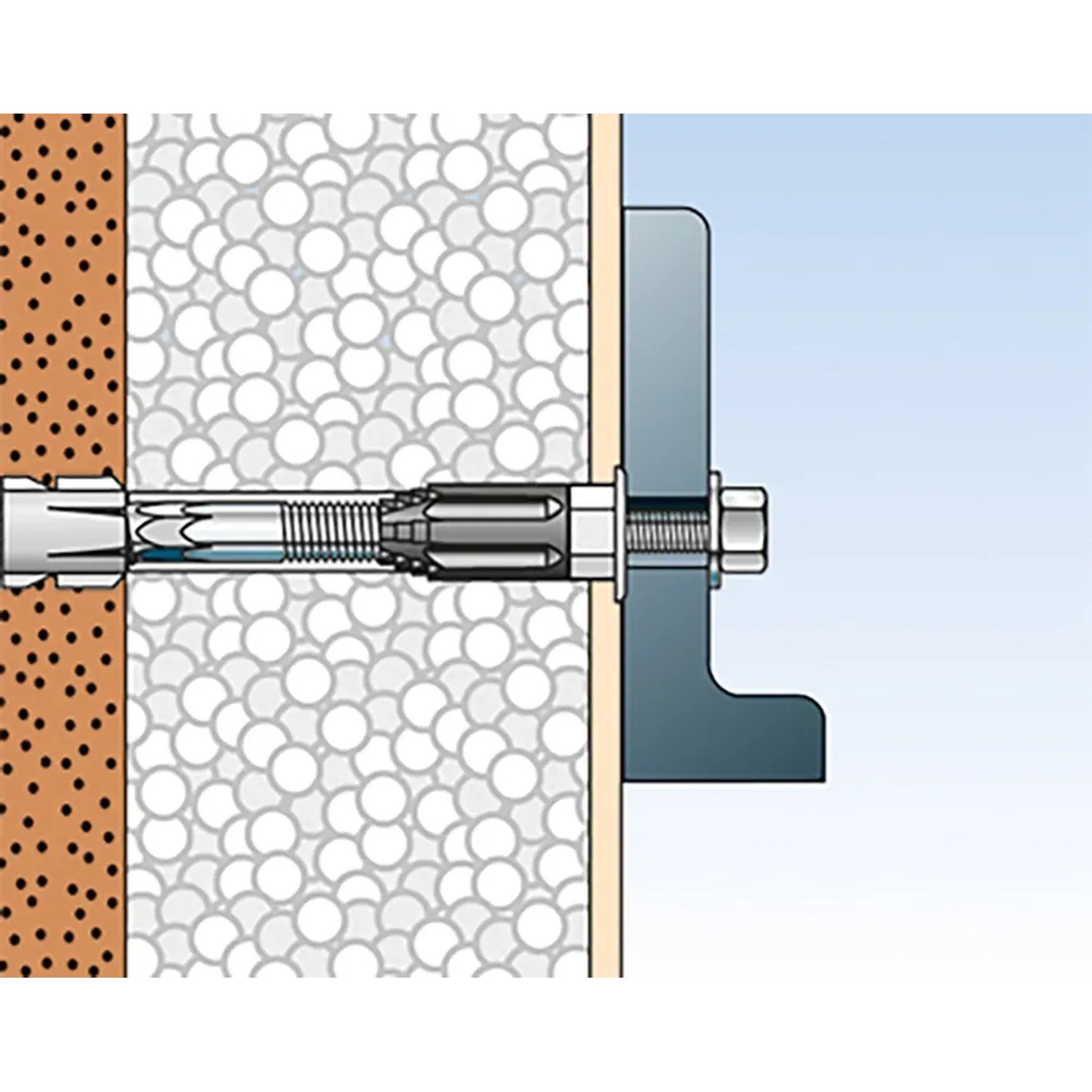 Fischer Thermax 10/140 Dübel zur wärmebrückenfreien Befestigung in gedämmter Fassade.