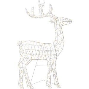 LED Drahtfigur Rentier, 105 cm, für Außen-Weihnachtsdeko mit warmweißen Lichtern.