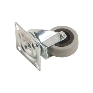 Apparate-Lenkrolle mit Platte, Ø 50mm, 45kg Traglast, verzinktes Stahlblech.