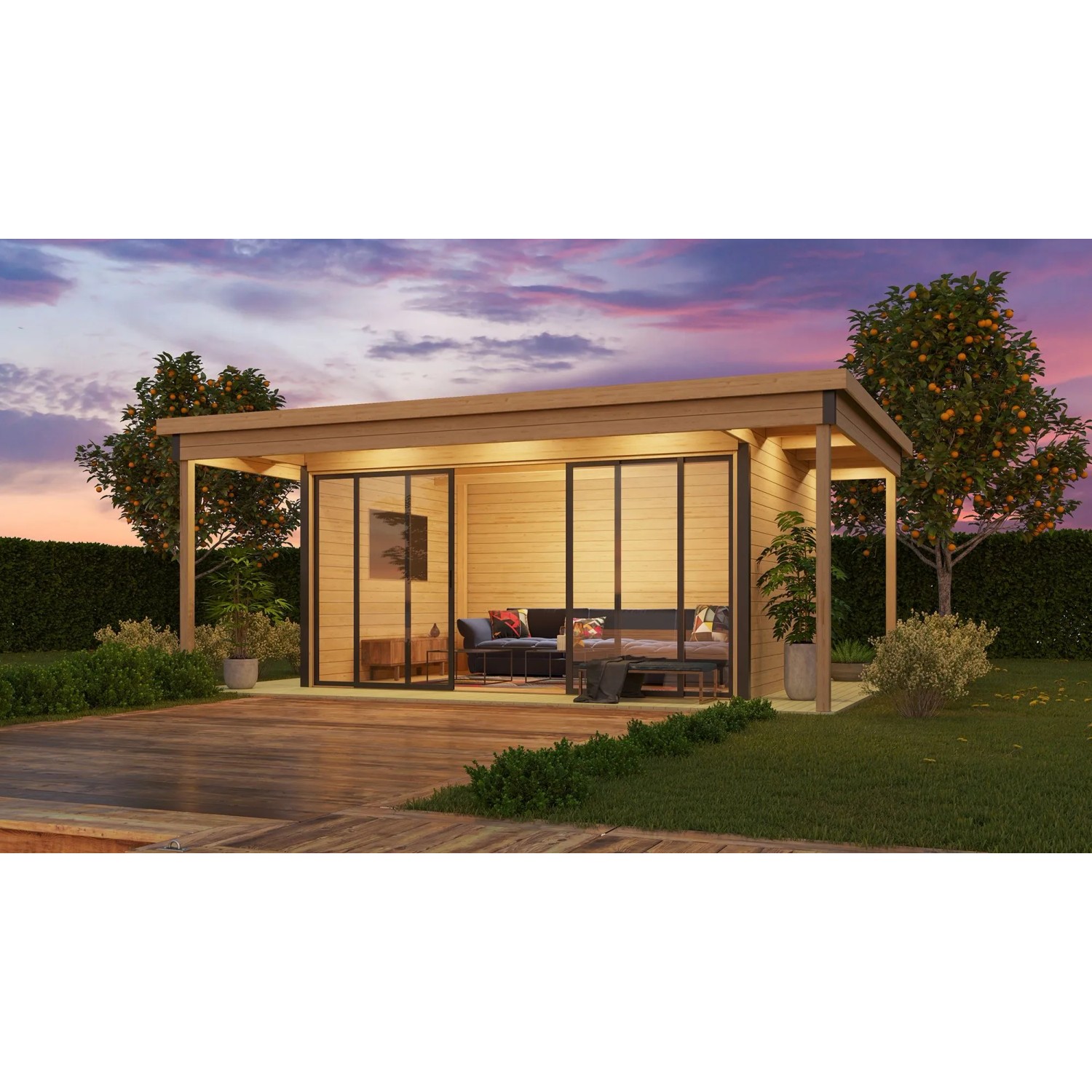 Lasita Gartenhaus Domeo 4 Loggia 578 cm x 401,9 cm Natur/Unbehandelt