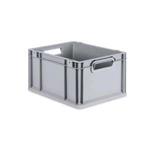Graue PROREGAL Eurobox NextGen, 20 Liter, mit Griffen. Aufbewahrungsbox für Industrie und Gewerbe.