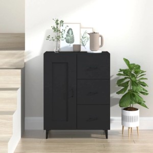 Schwarzes vidaXL Sideboard (69,5x34x90 cm) aus Holzwerkstoff mit Tür und 3 Schubladen.