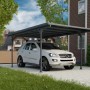 Grauer Canopia Carport Verona 5000 aus Aluminium mit Auto. Schutz vor Regen und UV-Strahlung.