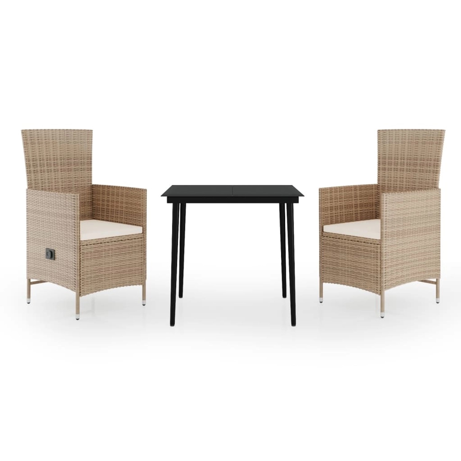 vidaXL 3-Tlg Garten-Essgruppe mit Kissen Beige 3099455