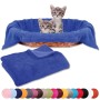 Blaue Bestlivings Katzendecke aus Mikrofaser (60x80 cm) mit zwei Kätzchen im Korb.
