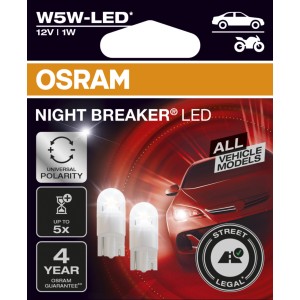 Osram Night Breaker W5W 2.0 LED-Fahrzeuglampen, Kaltweiß, 2er-Pack für Autoelektrik.