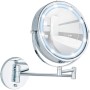 Wenko Power-Loc LED Kosmetikspiegel mit 5-fach Vergrößerung, Chrom.