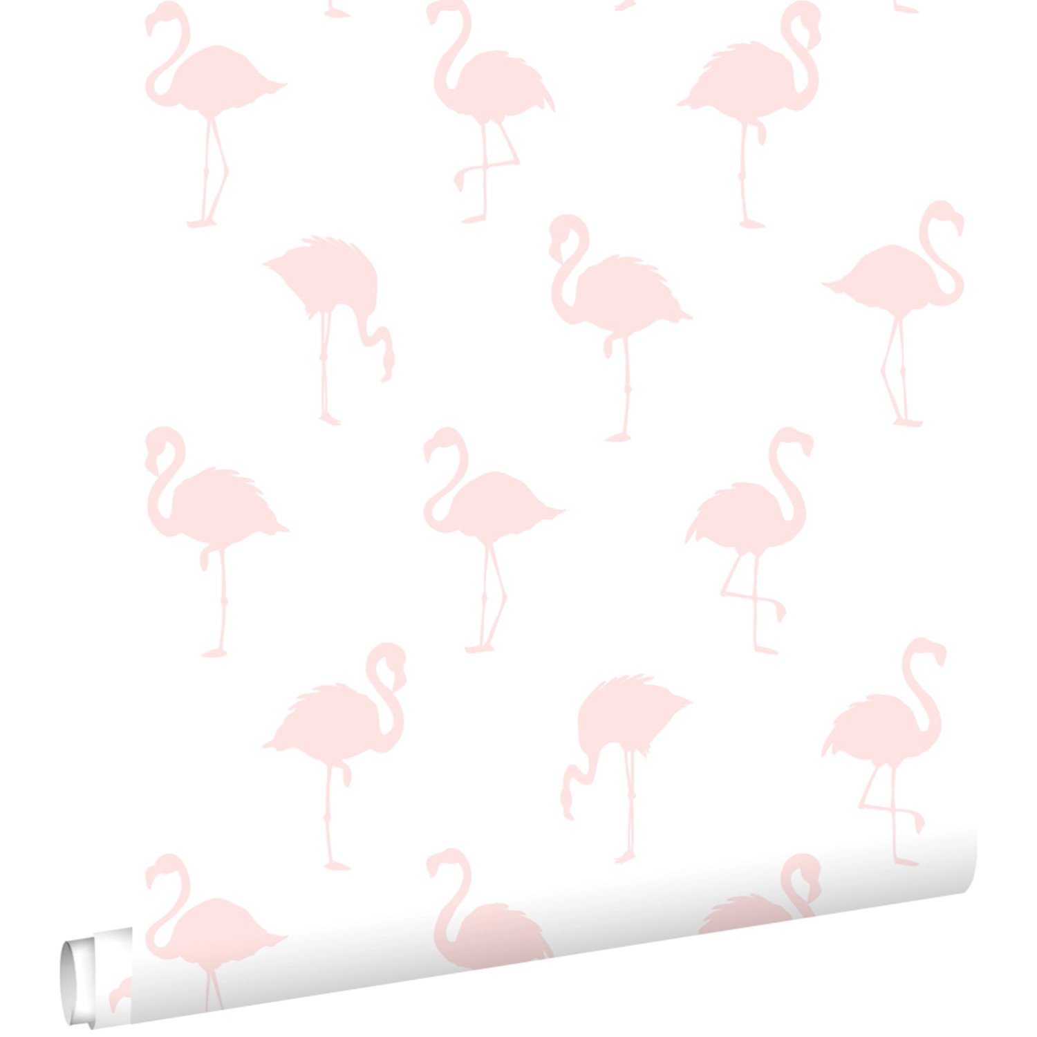 ESTAhome Tapete Flamingos Hellrosa und Weiß 53 cm x 10.05 m günstig online kaufen