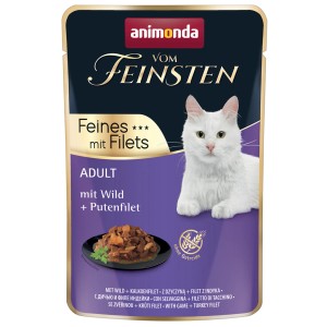 Animonda Katzen-Nassfutter vom Feinsten Wild & Pute, 85g. Alleinfutter mit Filetstückchen für ausgewachsene Katzen.