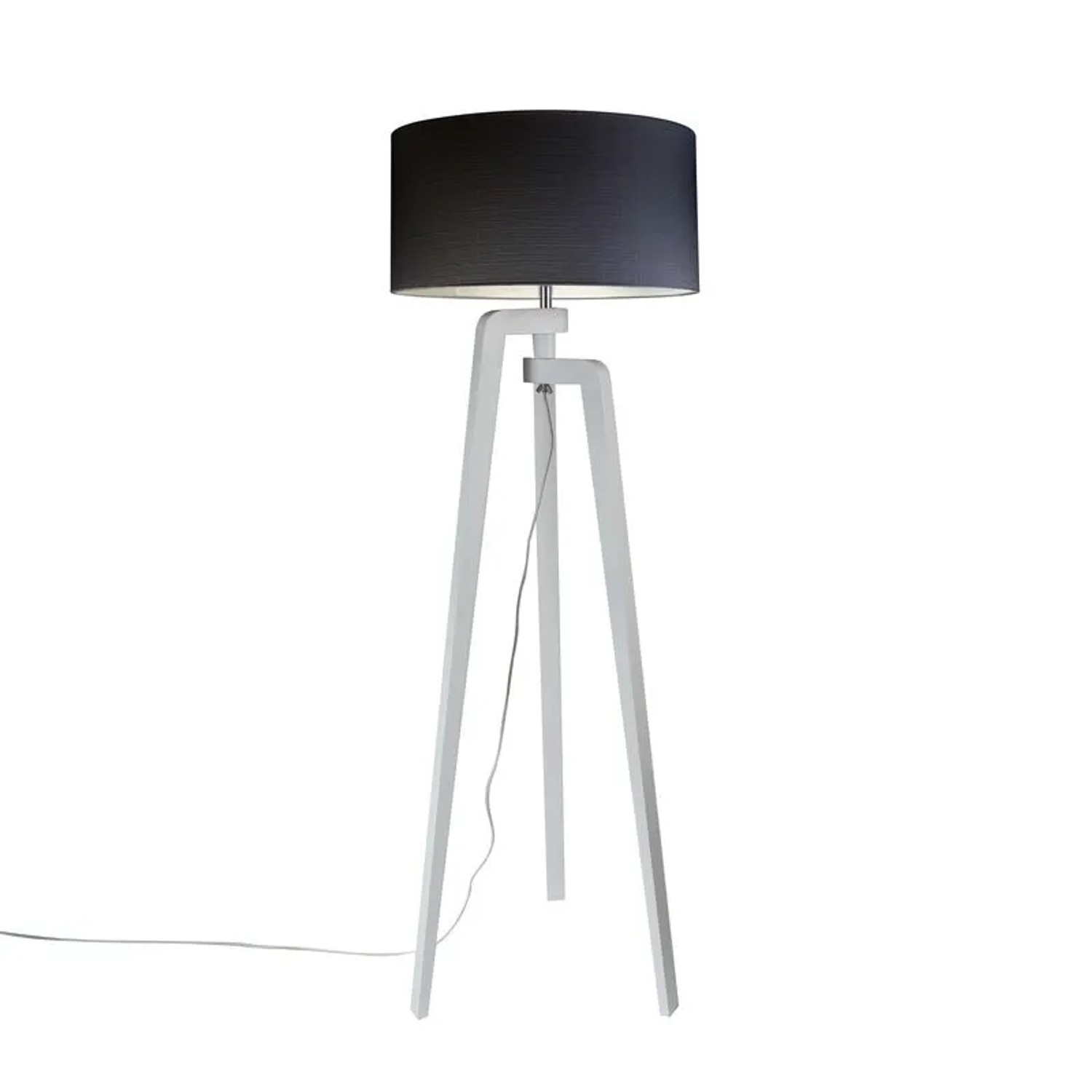 QAZQA Stehleuchte Stativ Weiß mit Lampenschirm 50 cm Schwarz Puros