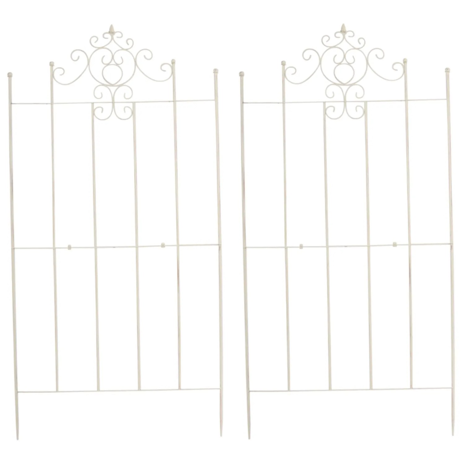 DELUKE Rankgitter HEIKE 2er Set 85,5x2x170cm Metall Antik-Creme Rankhilfe Kletterpflanzen Gartendekoration