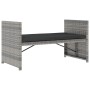 Graue vidaXL Gartenbank aus Rattan mit dunkler Auflage, Teil eines 5-tlg. Lounge Sets.