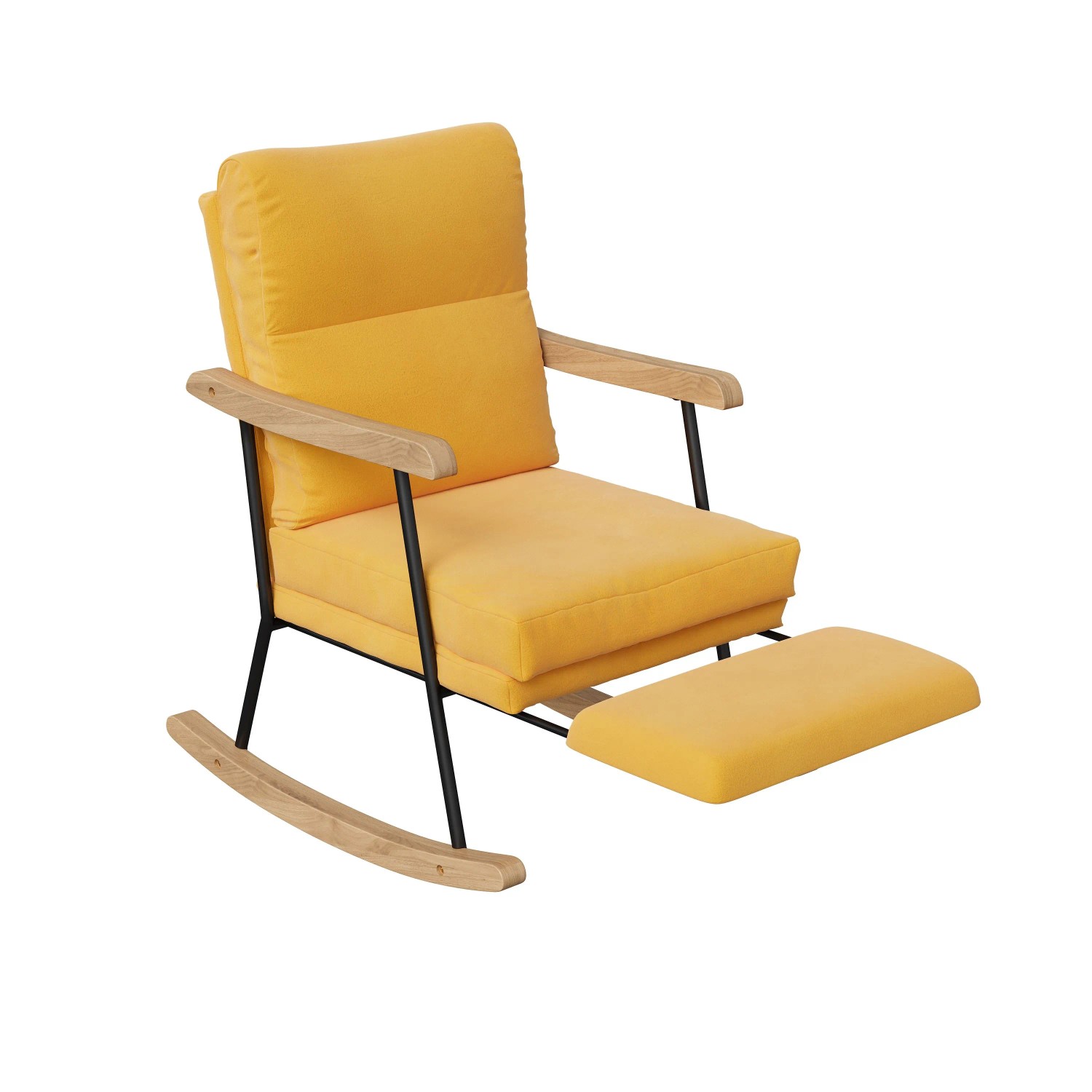 PXloue Schaukelstuhl aus Leinen für Schlafzimmer und Wohnzimmer Gelb