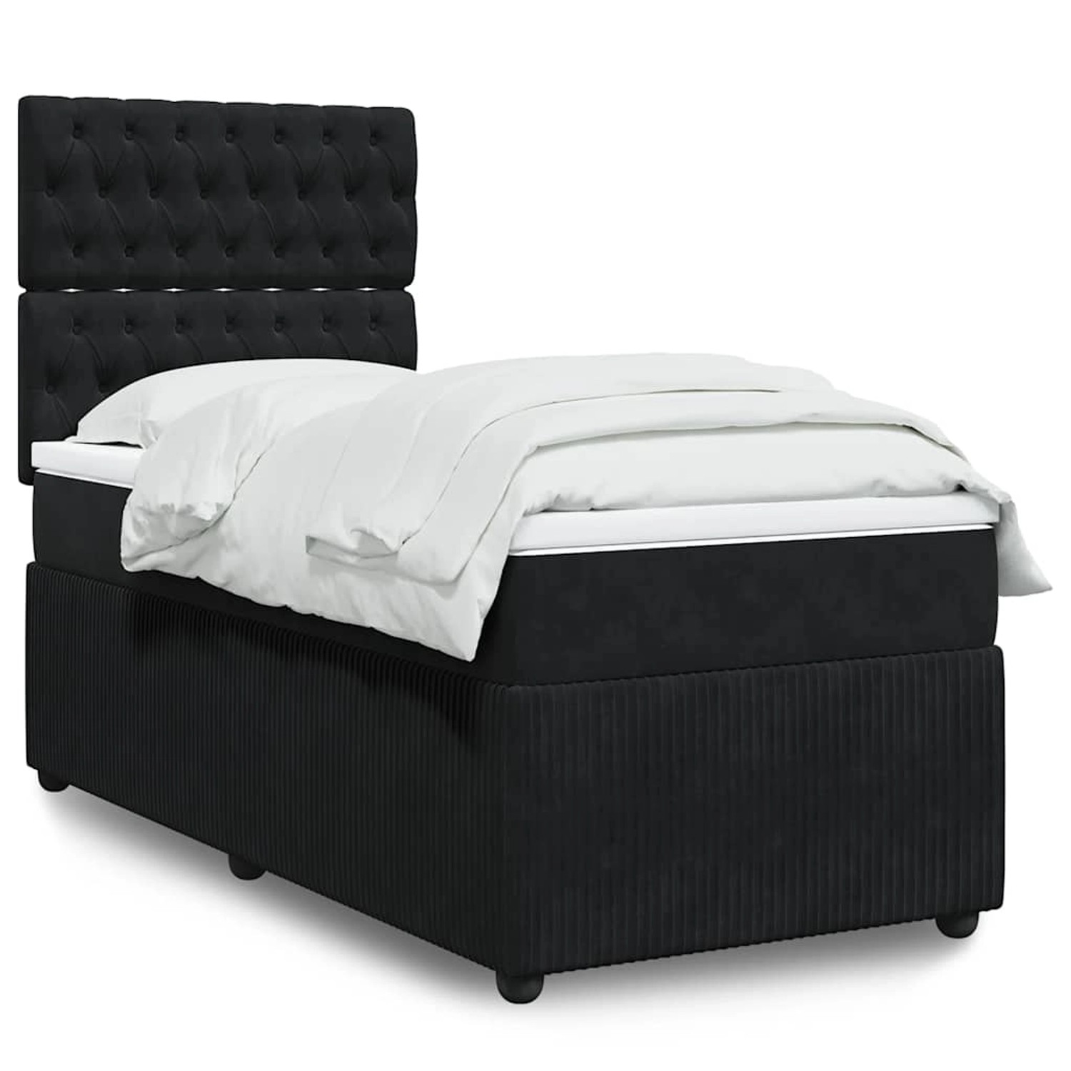 vidaXL Boxspringbett mit Matratze Schwarz 100x200 cm Samt 3294570 günstig online kaufen