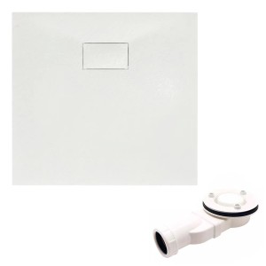 Bad Land Duschwanne Viereck VIDAR 90x90x3,2 Verbundwerkstoff Steinoptik Ablauf