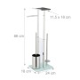 Relaxdays WC Garnitur Edelstahl Glas Silber Freistehend Rutschfest mit Ablage 66 cm x 24 cm x 18 cm 1,9 kg_4