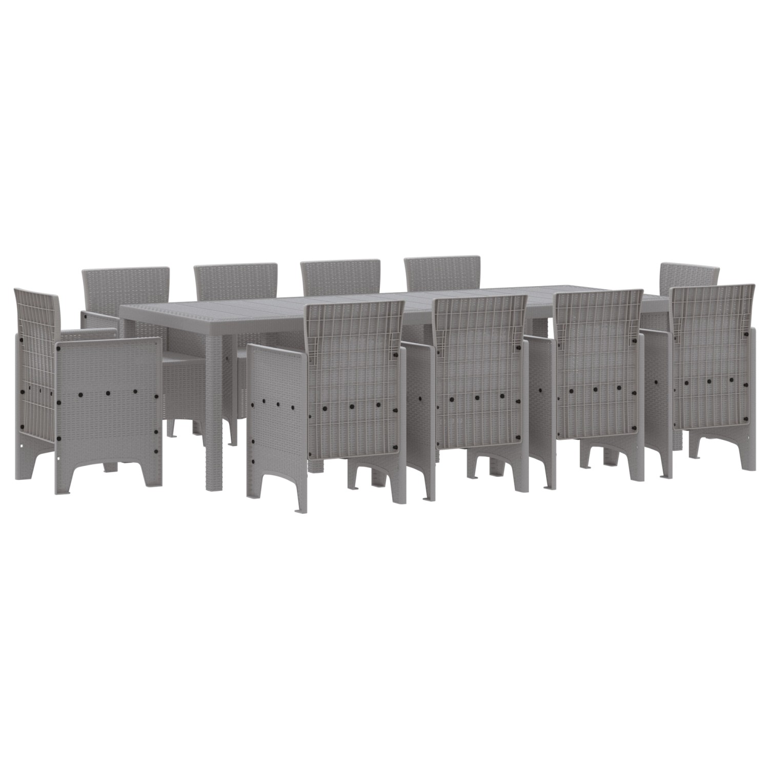 vidaXL 11-tlg Garten-Essgruppe Hellgrau Poly Rattan 3378607