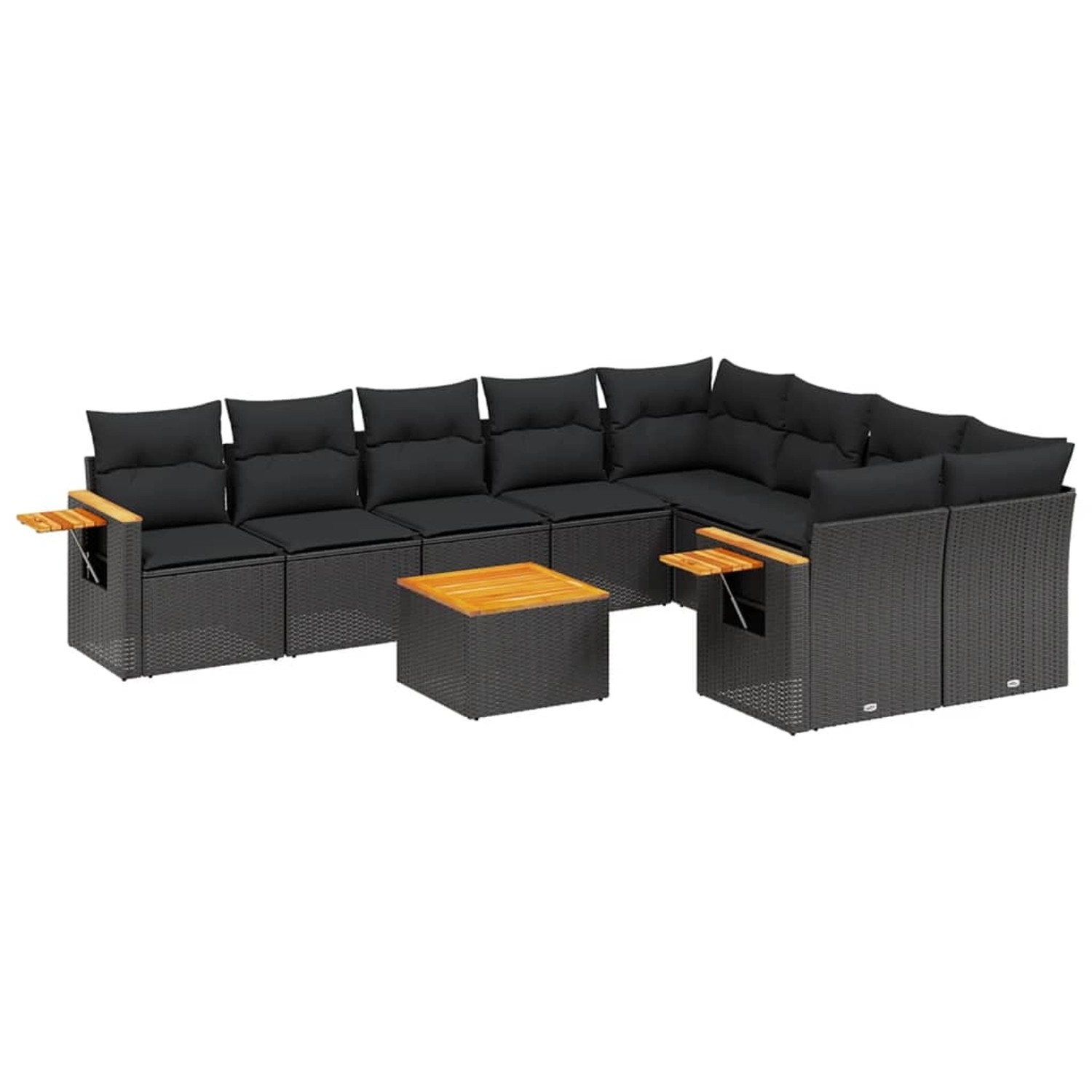 vidaXL 10-Tlg Garten-Sofagarnitur mit Kissen Schwarz Poly Rattan 3259549 günstig online kaufen
