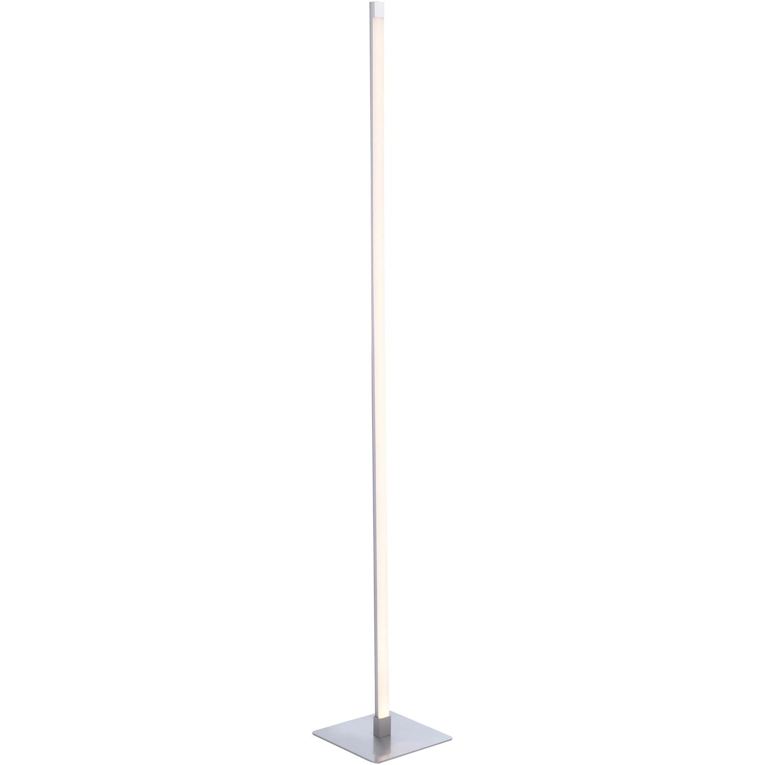 Schlanke LED-Stehleuchte Bella aus Stahl, 150 cm hoch, mit quadratischem Fuß.