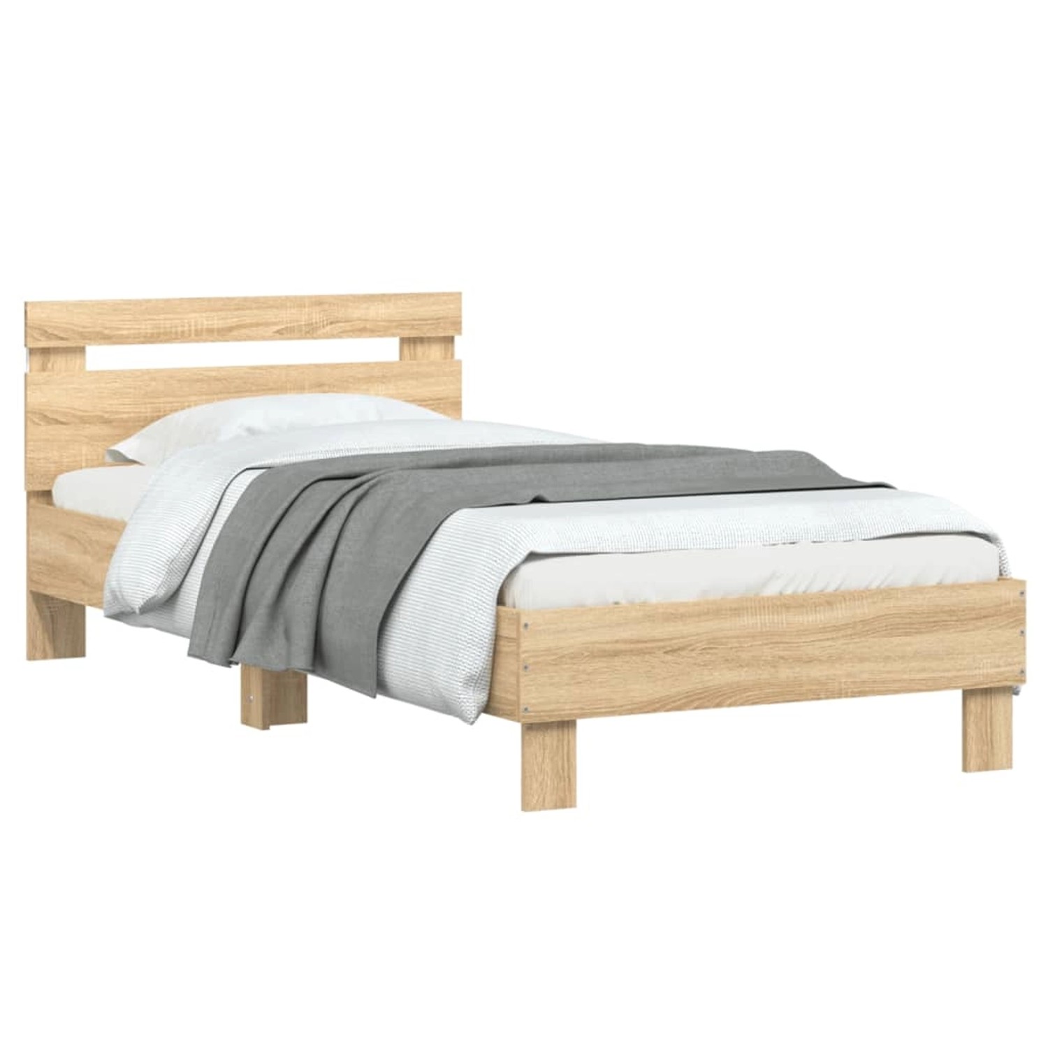 vidaXL Bettgestell mit Kopfteil und LED-Leuchten Sonoma-Eiche 90x190cm 8387 günstig online kaufen
