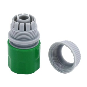 Tifler Schlauchstück 1/2 Zoll ohne Stop, Gartenschlauch Adapter aus Kunststoff, grün/grau.