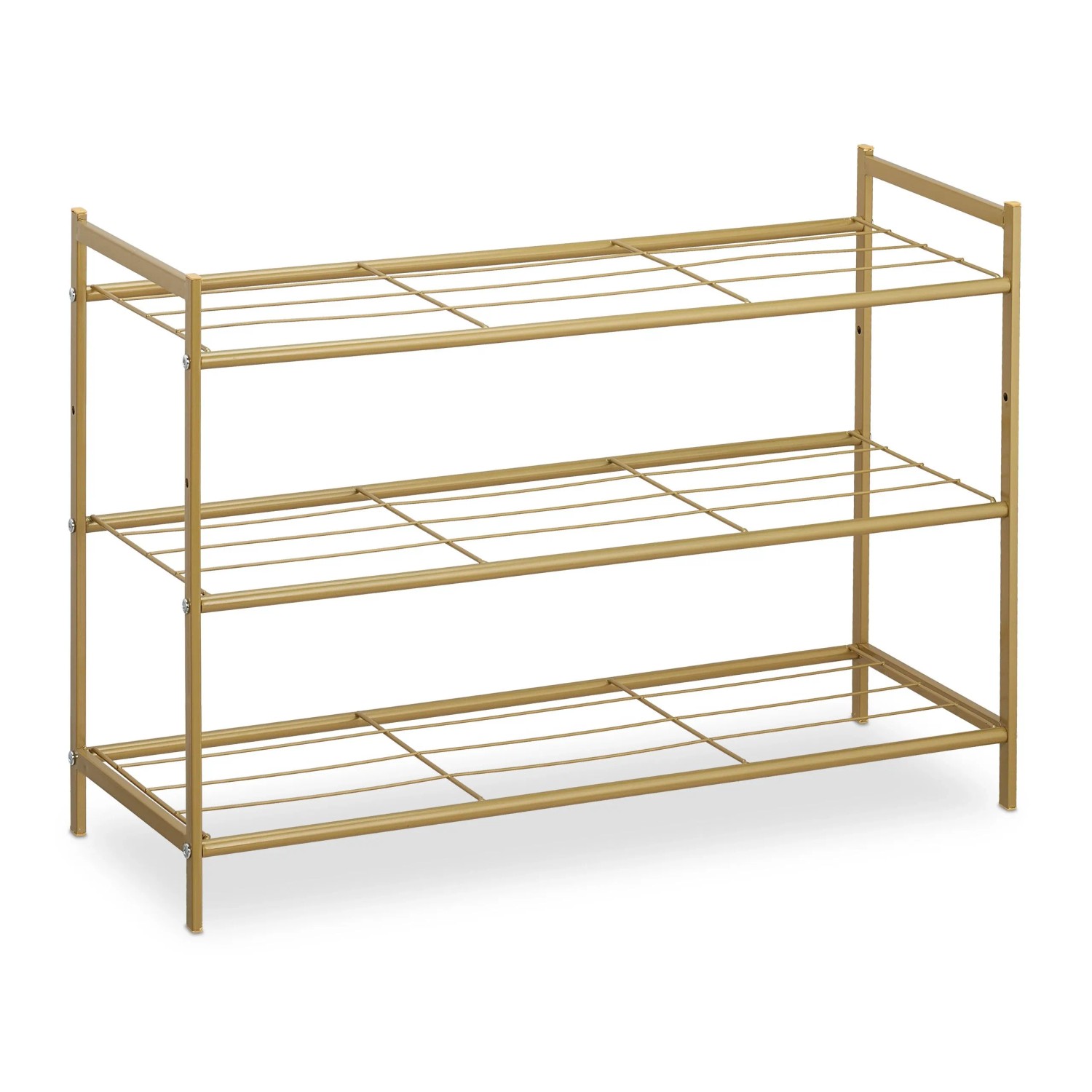 Relaxdays Schuhregal Metall Gold Erweiterbar 50 cm x 70 cm x 26 cm 1,9 kg