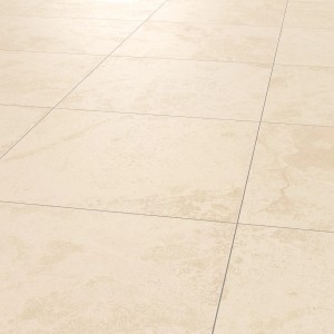 Helle, quadratische Feinsteinzeug Bodenfliese (60x60) in Steinoptik mit matter Oberfläche.