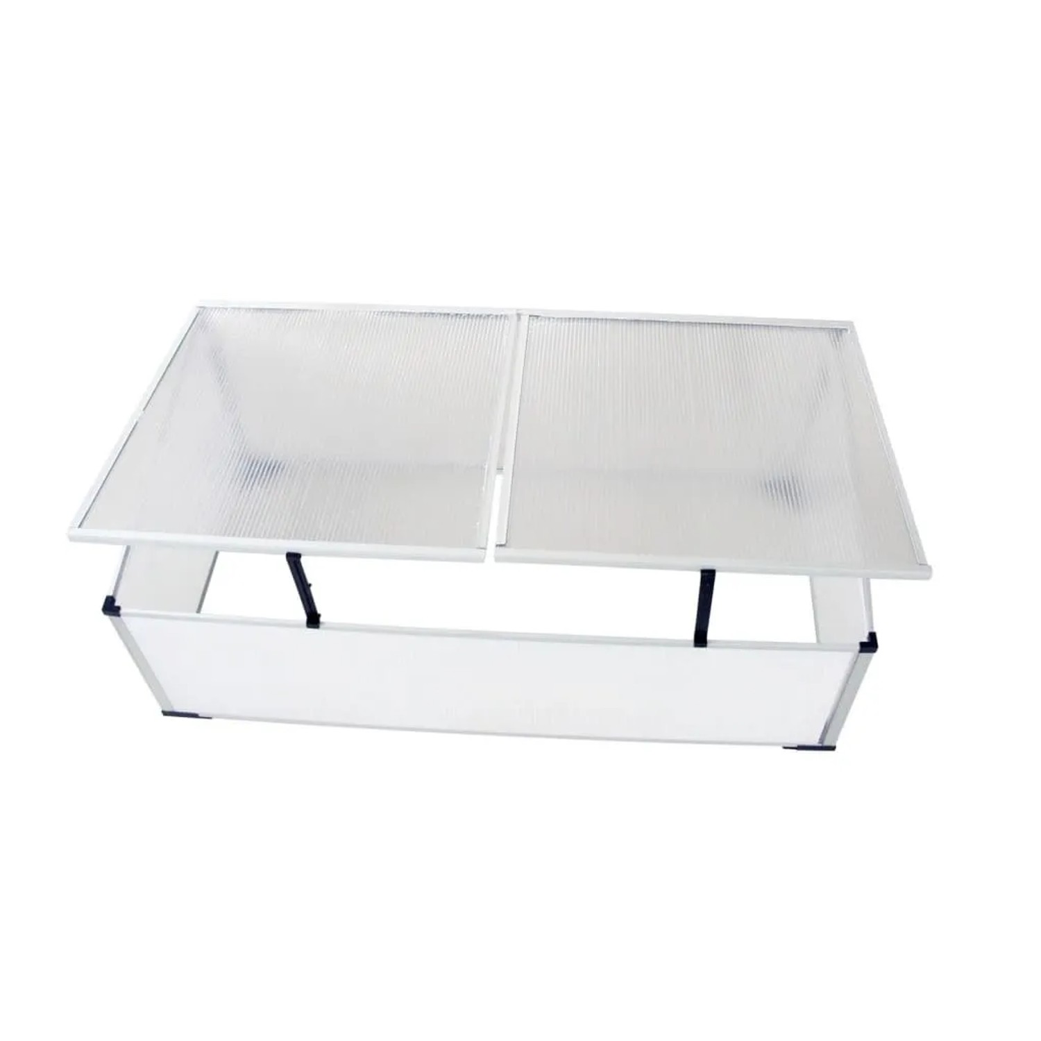 furnicato Frühbeet ohne Boden mit 2 transparenten Deckeln aus Polycarbonat.