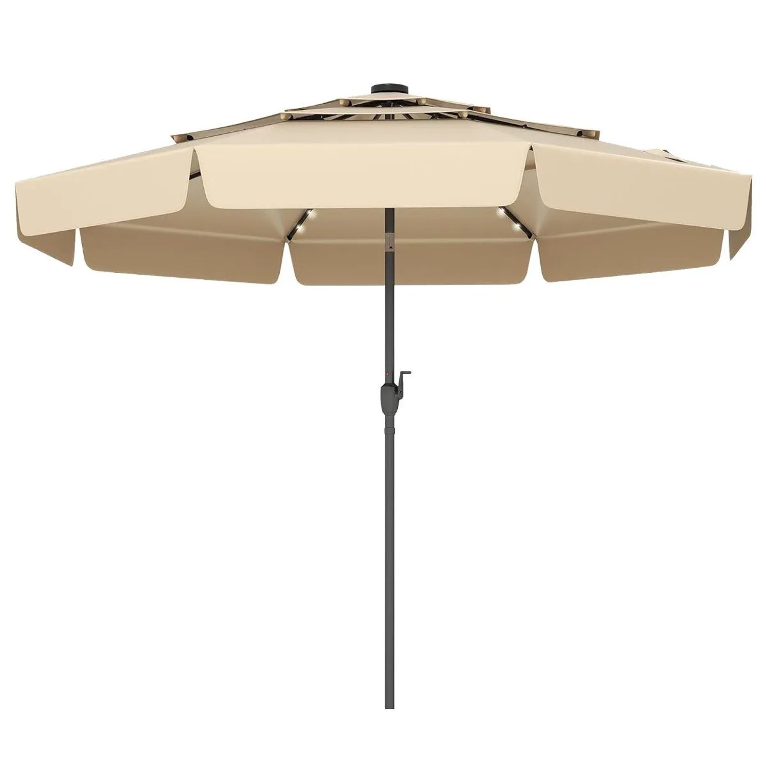 COSTWAY 300 cm Sonnenschirm mit Led-Beleuchtung 3-Stöckig Beige