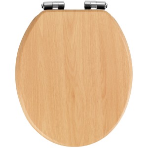 Wenko WC-Sitz Buche Natur MDF mit Absenkautomatik, braun. WC-Sitz aus Holz.