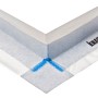 Knauf Dichtecke-Außen für Fliesenzubehör, Detailansicht der Eckabdichtung mit blauem Dichtband.