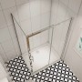 AICA Duschkabine 110cm mit Seitenwand, Schiebetür, 5mm ESG Glas, chromglänzend. Ohne Duschtasse.
