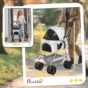 PawHut Hundewagen in Hellgrau: 3-in-1 Design als Buggy, Autositz und Tragetasche. Ideal für kleine Hunde.