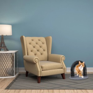 Relaxdays Enthaarungsbogen für Katzen MDF Eisen Kunststoff Schwarz Grau mit Katzenminze 38 cm x 36 cm x 28,5 cm 70 g
