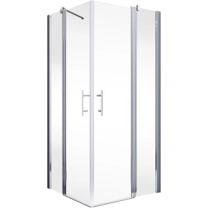 Schulte ExpressPlus Eckeinstieg AlexaStyle2.0, 80x80 cm, Alunatur, mit klarem Glas.