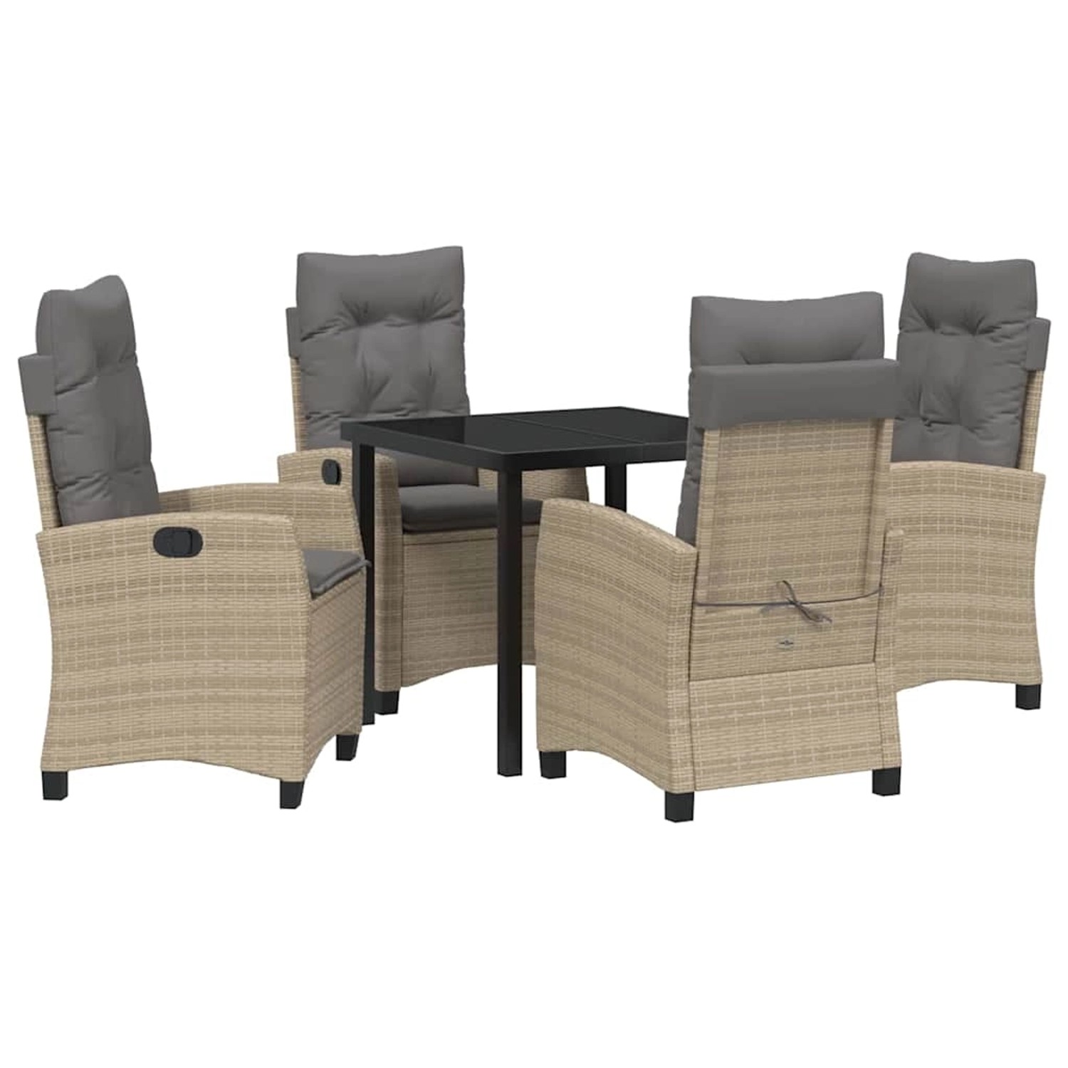 vidaXL 5-Teiliges Gartentischset mit Kissen in Beige aus Poly Rattan 338040 günstig online kaufen