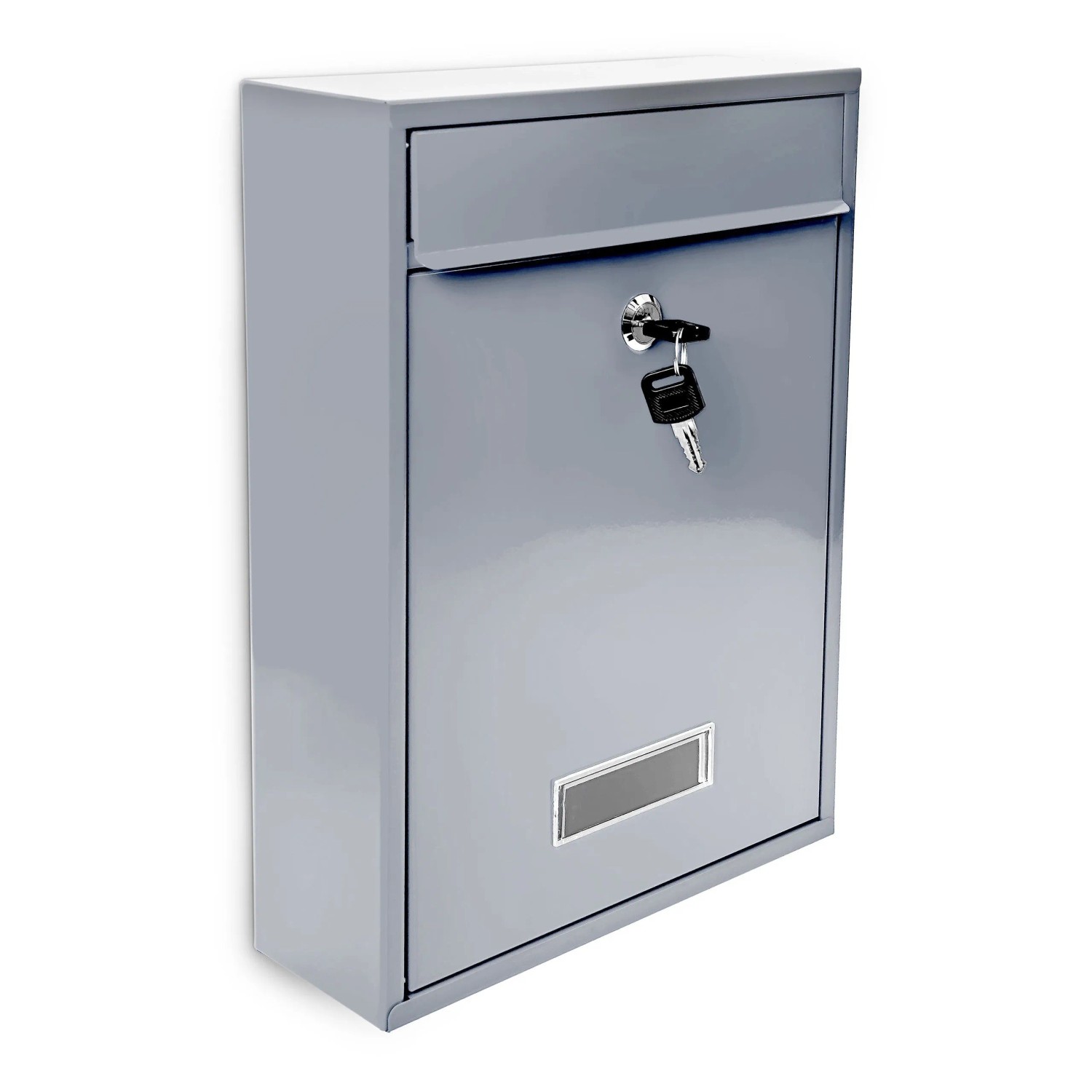 Relaxdays Briefkasten Metall Silber Abschließbar 35 cm x 26,5 cm x 8,5 cm