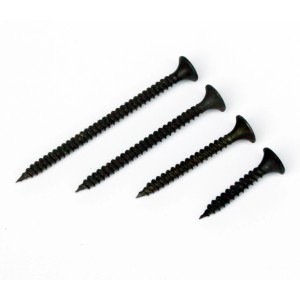 Knauf Schnellbauschrauben TN 3,5 x 25 mm, 4 Trompetenkopfschrauben auf weißem Grund.