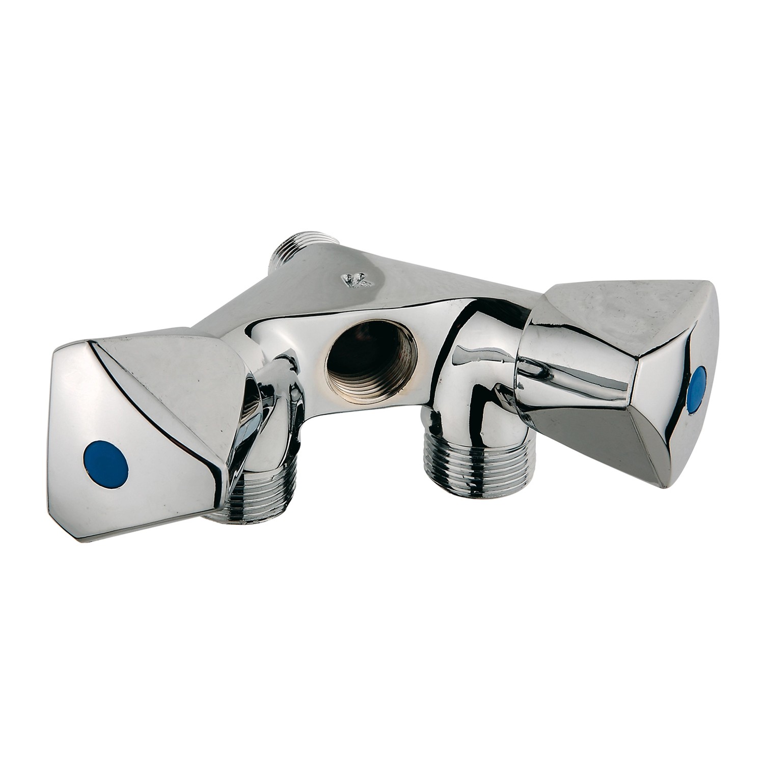 Kirchhoff Doppel-GA-Wandventil 21 mm(1/2 ZollAG) x 26,4 mm(3/4 ZollAG) x 18,7 mm(1/2 ZollIG)